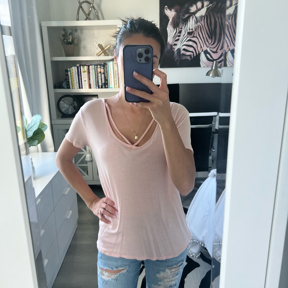 Charlotte Russe Light Pink Short Sleeve Tee